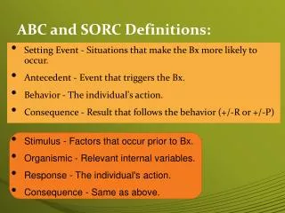 ABC and SORC Definitions: