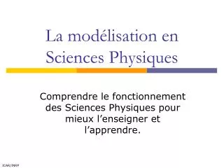 la mod lisation en sciences physiques
