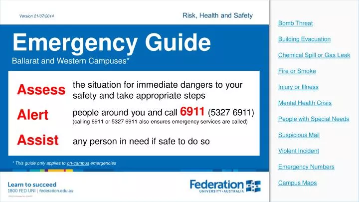 emergency guide ballarat and western campuses