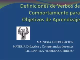 definiciones de verbos de comportamiento para objetivos de aprendizaje