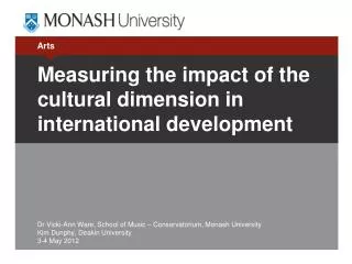 Measuring the impact of the cultural dimension in international development