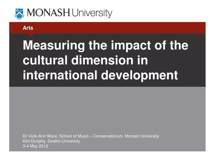measuring the impact of the cultural dimension in international development