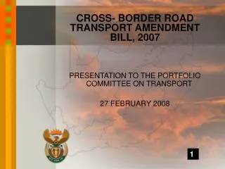 CROSS- BORDER ROAD TRANSPORT AMENDMENT BILL, 2007