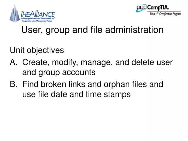 user group and file administration