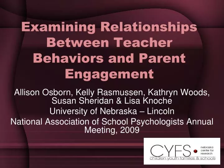 examining relationships between teacher behaviors and parent engagement