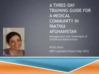 A Three-Day training guide for a medical community in Paktika Afghanistan