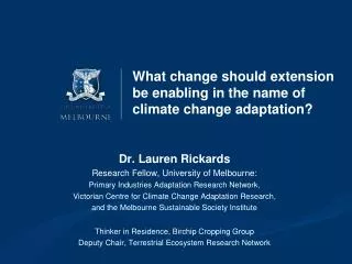 What change should extension be enabling in the name of climate change adaptation?