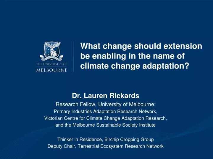 what change should extension be enabling in the name of climate change adaptation