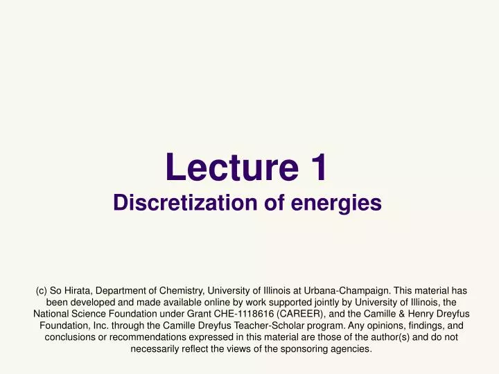 lecture 1 discretization of energies