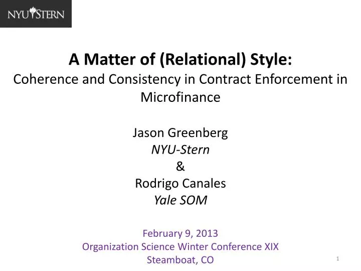 february 9 2013 organization science winter conference xix steamboat co