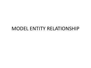 model entity relationship
