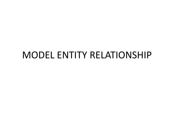 model entity relationship