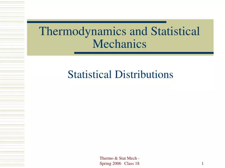 thermodynamics and statistical mechanics