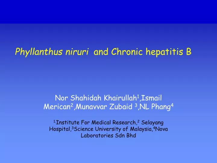 phyllanthus niruri and chronic hepatitis b