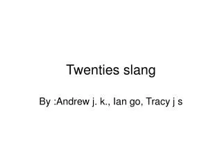 Twenties slang
