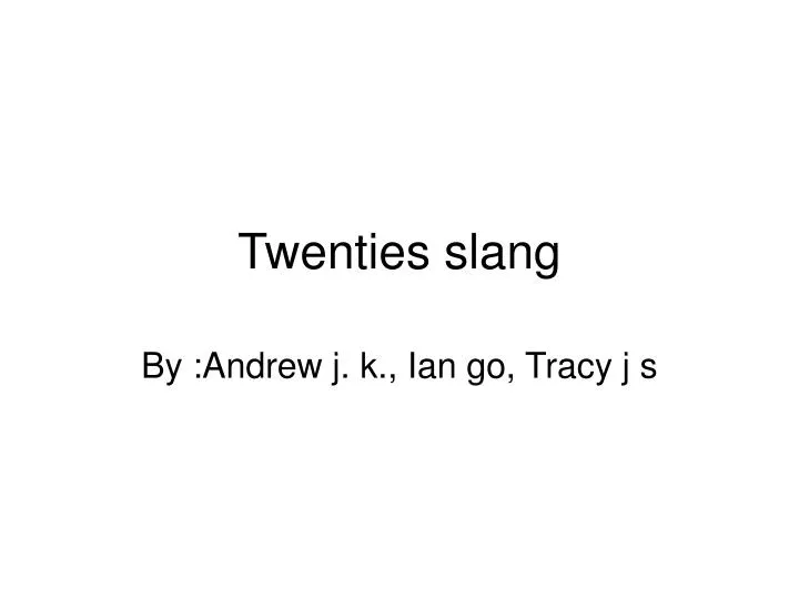 twenties slang