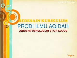 redesain kurikulum prodi ilmu aqidah jurusan ushuluddin stain kudus