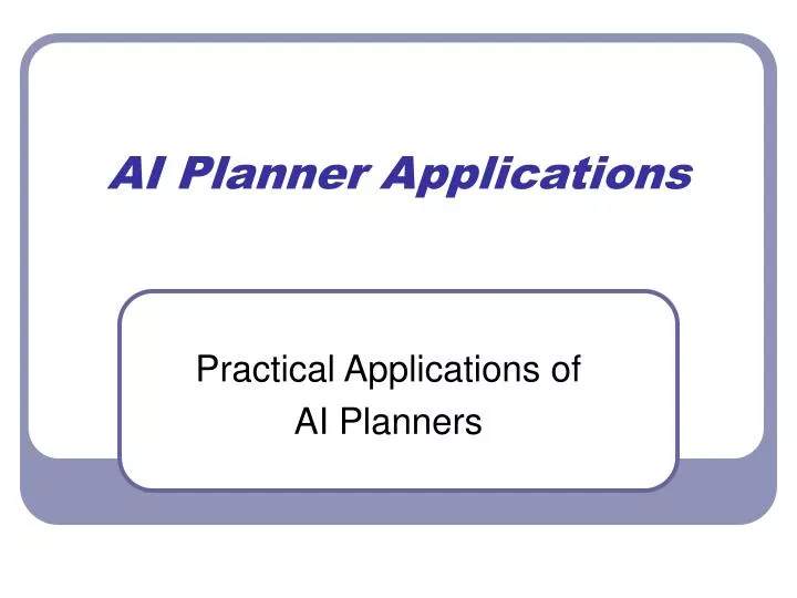 ai planner applications