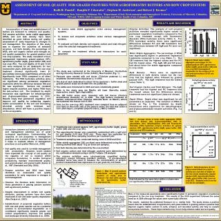 . ASSESSMENT OF SOIL QUALITY FOR GRAZED PASTURES WITH AGROFORESTRY BUFFERS AND ROW CROP SYSTEMS