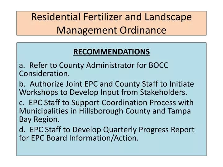 residential fertilizer and landscape management ordinance