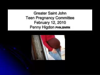 Greater Saint John Teen Pregnancy Committee February 12, 2010 Penny Higdon PHN,BNRN