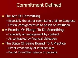 Commitment Defined
