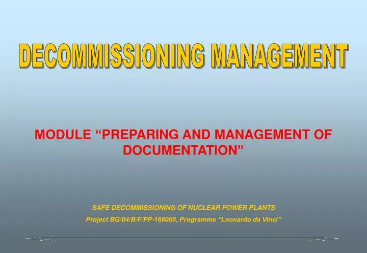 module preparing and management of documentation