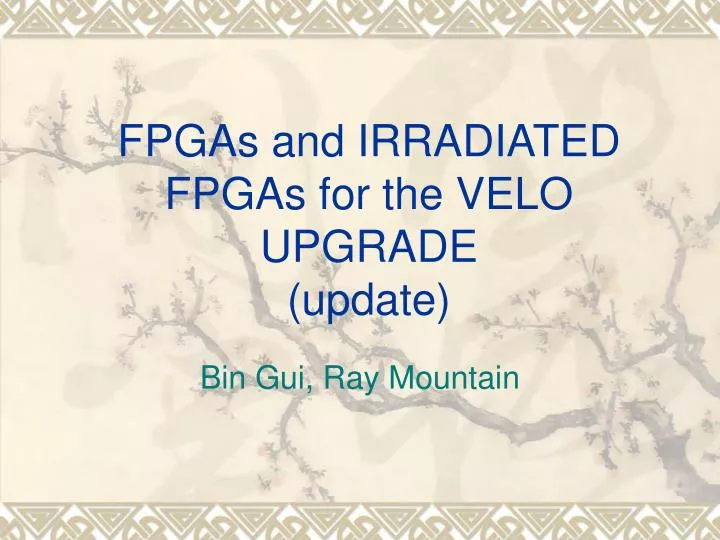 fpgas and irradiated fpgas for the velo upgrade update