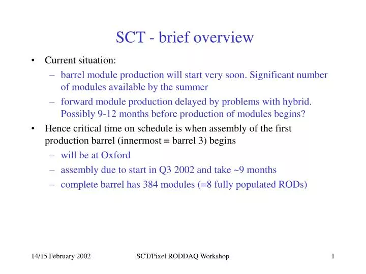 sct brief overview