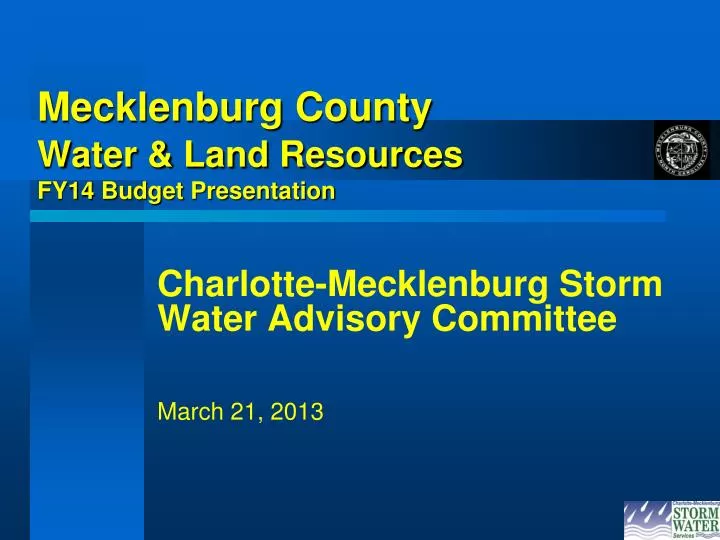 mecklenburg county water land resources fy14 budget presentation