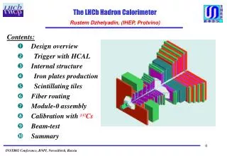 The LHCb Hadron Calorimeter Rustem Dzhelyadin, (IHEP, Protvino)