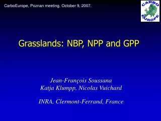 Grasslands: NBP, NPP and GPP