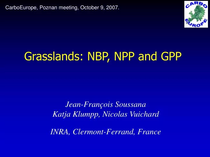 grasslands nbp npp and gpp