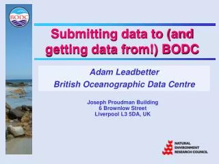 Submitting data to (and getting data from!) BODC