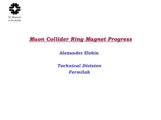 Muon Collider Ring Magnet Progress