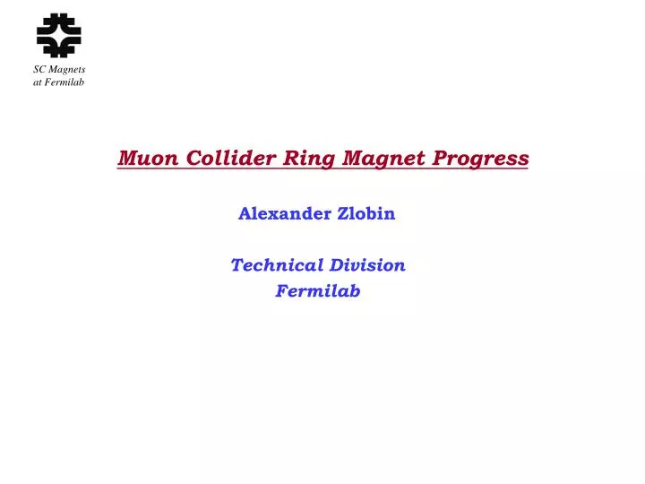 muon collider ring magnet progress