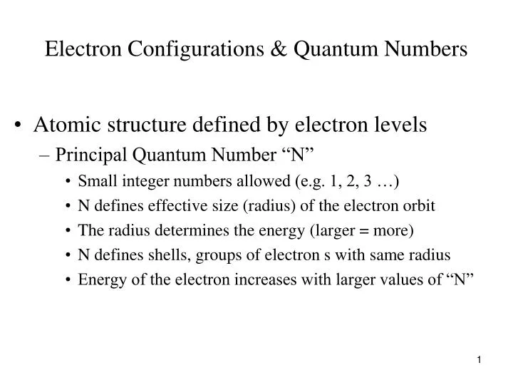 electron configurations quantum numbers
