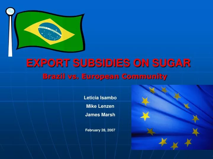 export subsidies on sugar