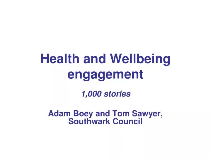 health and wellbeing engagement