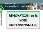 RENOVATION de la VOIE PROFESSIONNELLE - slide 1