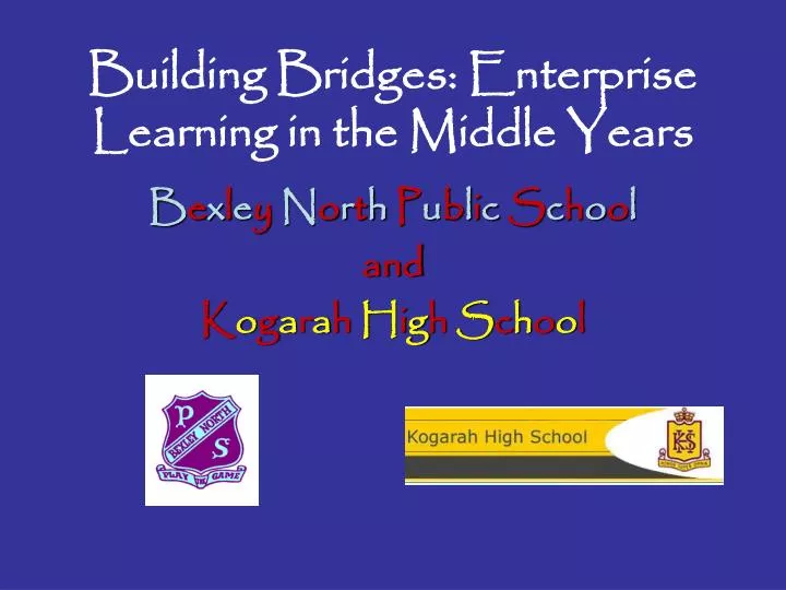 building bridges enterprise learning in the middle years
