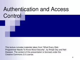 Authentication and Access Control