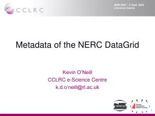 Metadata of the NERC DataGrid