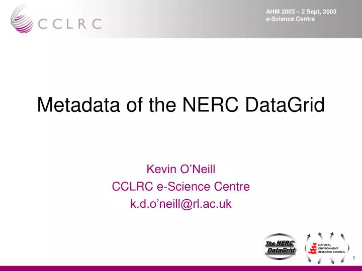 metadata of the nerc datagrid
