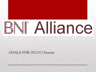 GOALS FOR 2012/13 Season