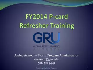 FY2014 P-card Refresher Training