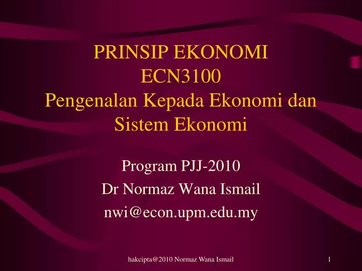 prinsip ekonomi ecn3100 pengenalan kepada ekonomi dan sistem ekonomi