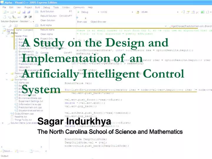 a study on the design and implementation of an artificially intelligent control system