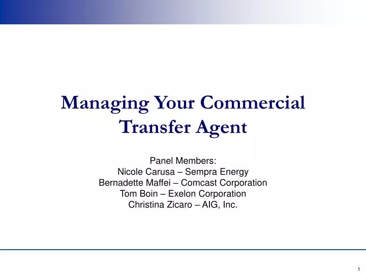 managing your commercial transfer agent