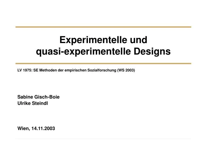 experimentelle und quas i experimentelle designs